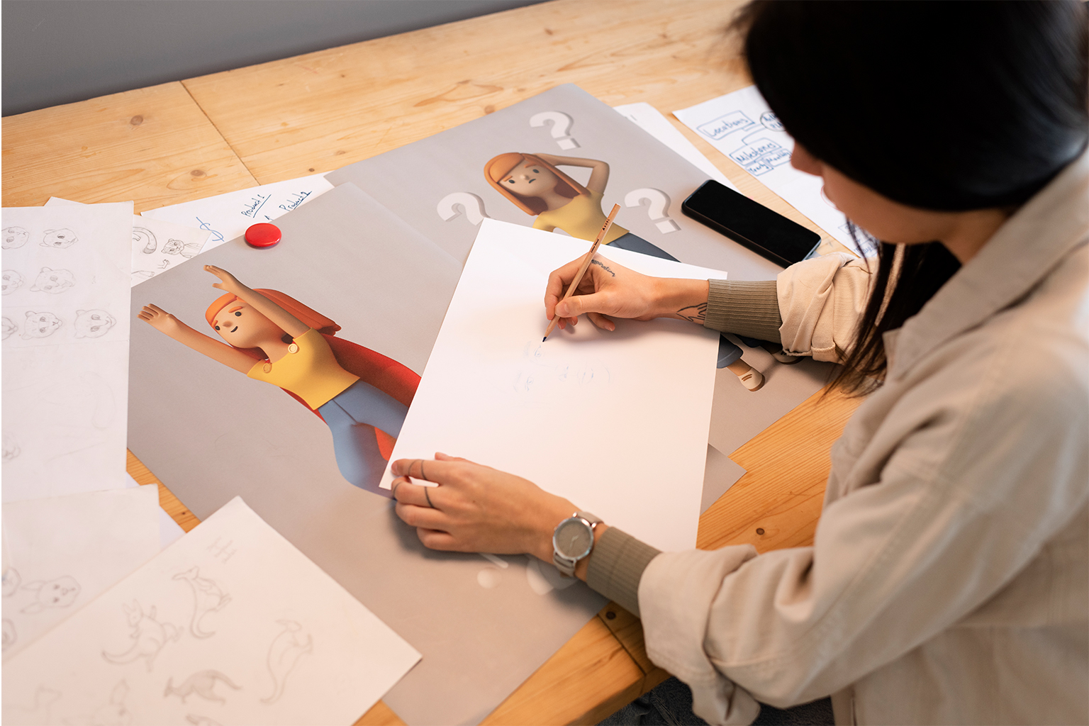 a woman who is currently designing and perfecting a 3d character model