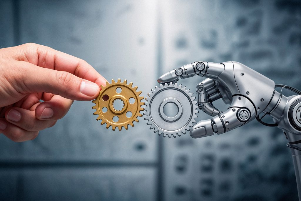 3d mechanical part model made for animation with a hand and gears